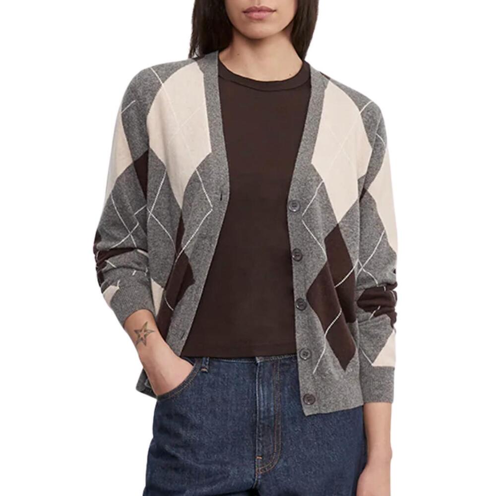 NEW ENZA COSTA knit cashmere cardigan in argyle